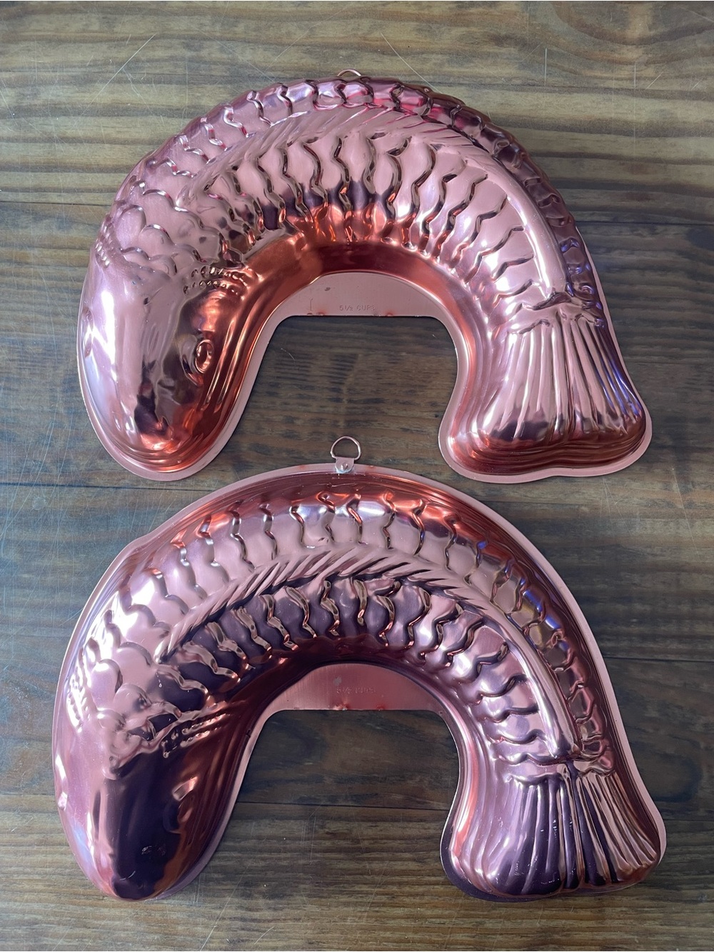 Vintage Copper Fish Jelly Molds 5 1/2  - Set of 2 baking hanging home decor